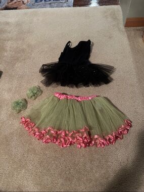 Carter's Black Tank Tutu with Green Tulle Skirt & Pink Trim